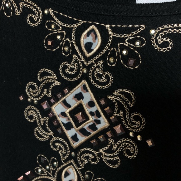 Alfred Dunner Black Animal Print Embellished Top Size Petite XL, NWOT - Picture 9 of 12